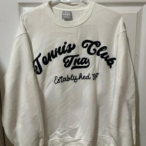 Aritzia/TNA Tennis Club White Crewneck Sweater